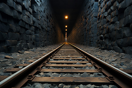 隧道中的轨道背景图片