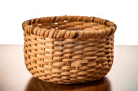 桌子上的编织篮子图片