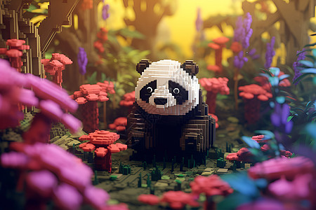 创意的积木熊猫图片