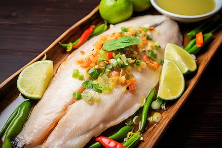 泰式石斑鱼配蔬菜图片