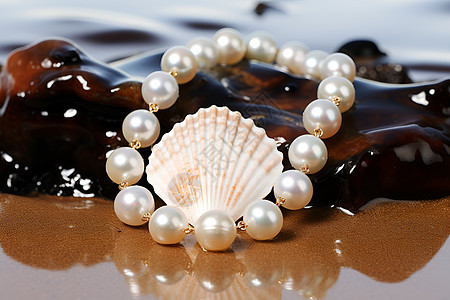 海滩上的贝壳和珍珠图片