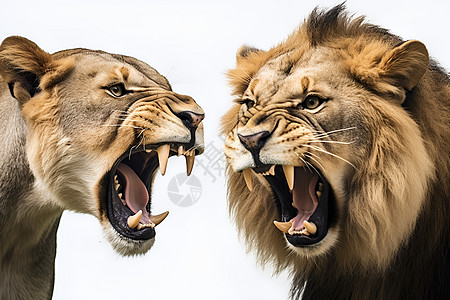 挑衅的狮子动物挑衅的高清图片
