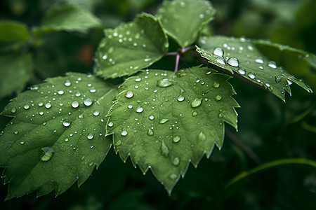 绿叶上有水珠图片