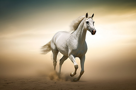 自由奔跑的白马图片