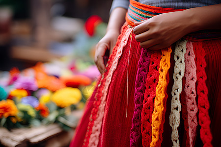 彩色的编织花纹裙子图片