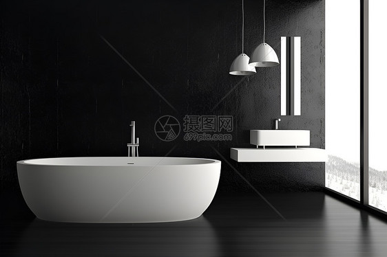 白色现代浴缸图片