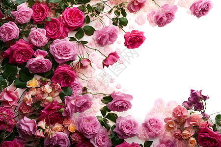 玫瑰花矢量满墙绽放的玫瑰花背景