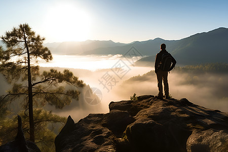 中期成年男子征服高峰的男人背景