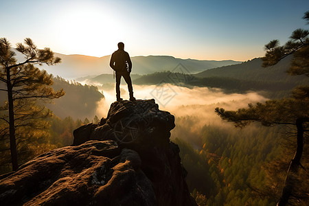 中期成年男子登上山顶的男人背景