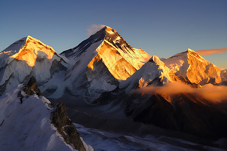 阳光下的雪山图片