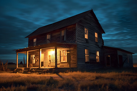 郊区夜幕下的住宅图片