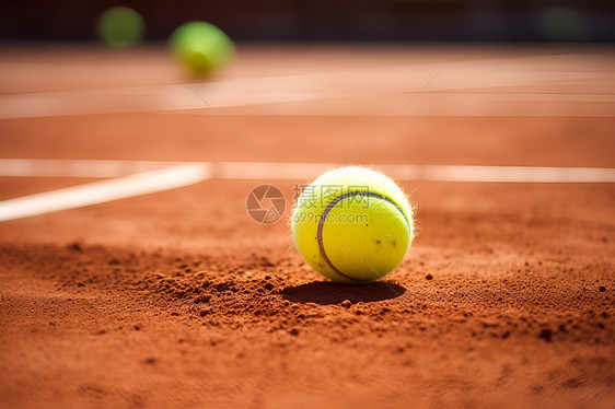 地上的网球图片