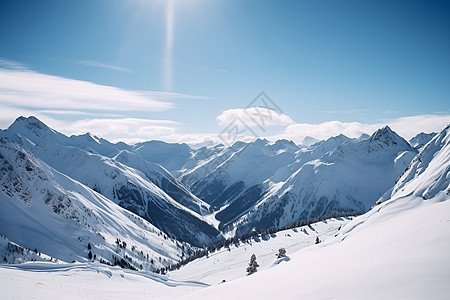 高山上的雪景背景图片