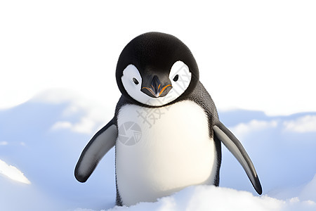 冰雪中闭目的企鹅图片