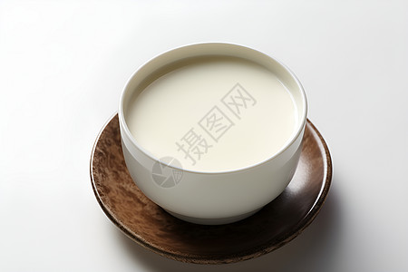白瓷碗中的牛奶图片