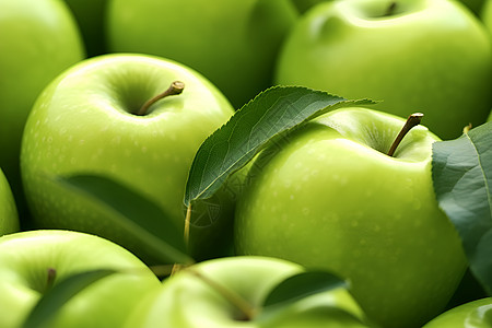 风味可口的绿苹果堆图片