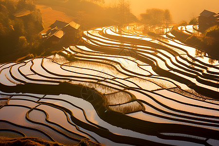 梯田的美丽景色背景图片