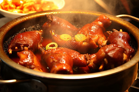 美味的红烧猪蹄菜肴背景图片