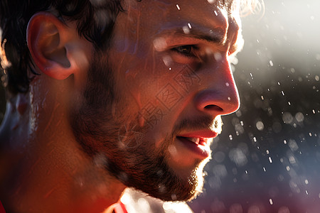 长跑运动员脸上的汗珠背景图片