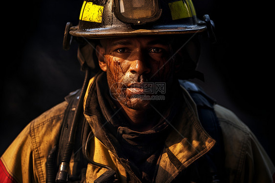 坚毅的消防员图片