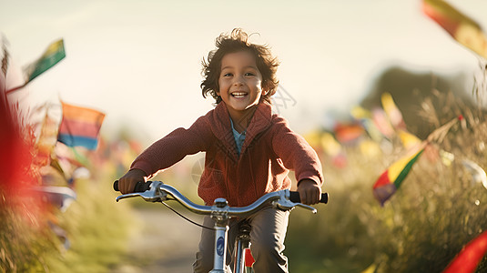 骑自行车玩耍的男孩图片