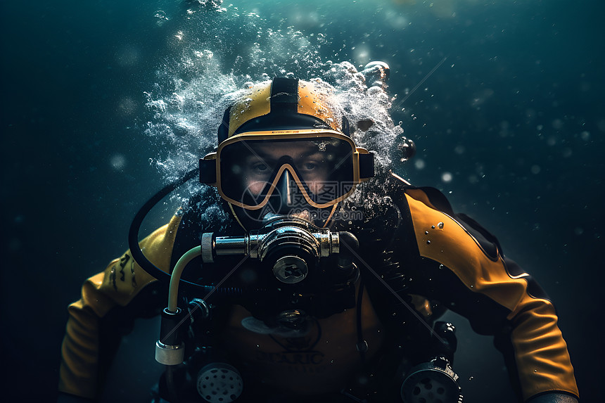 海底探险的男人图片