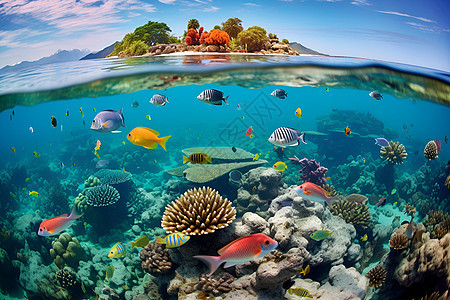 海底世界的珊瑚礁背景图片