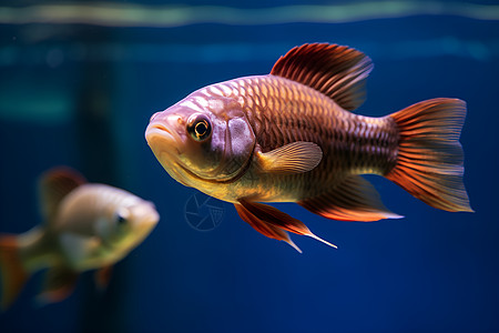 金鱼泳动在水族箱中图片