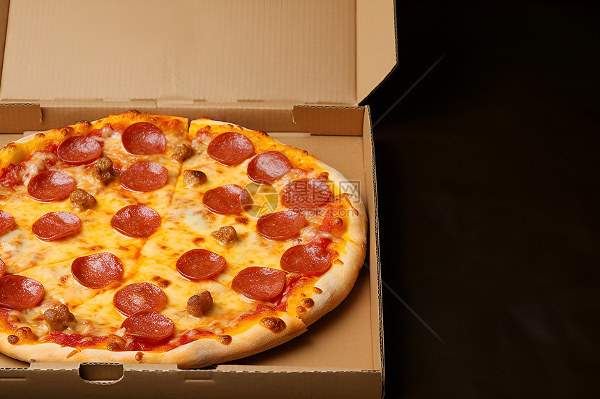 披萨盒里的缺了一块馅饼和一块皮的披萨图片