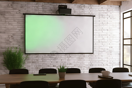 会议室墙面的投影仪背景图片