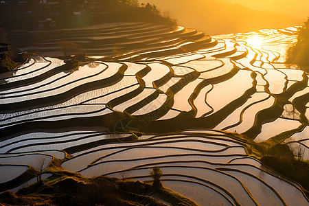 美丽的梯田背景图片