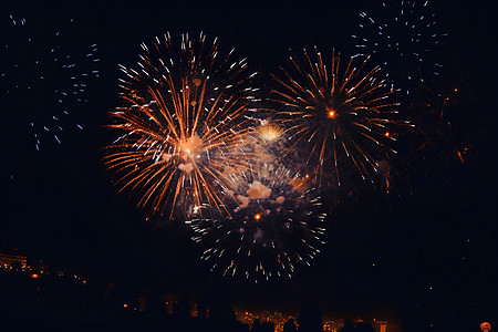 矢量烟花夜空中绚烂的烟花背景