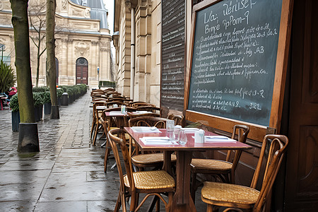 巴黎咖啡馆中的室外餐厅图片