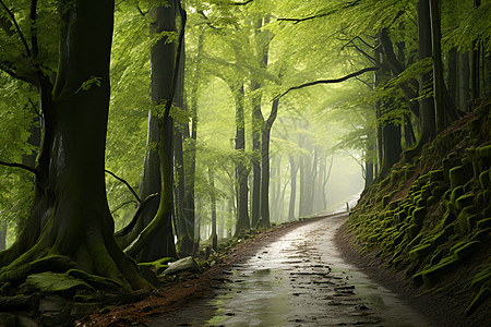 迷雾森林小径背景图片