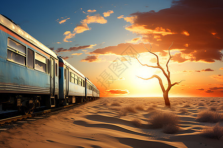 火车穿越沙漠图片
