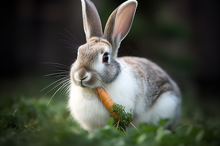 吃胡萝卜的可爱兔子图片