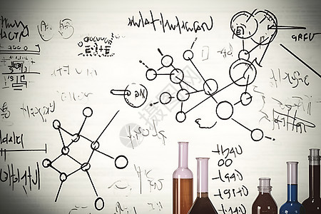 白板上的化学公式背景图片