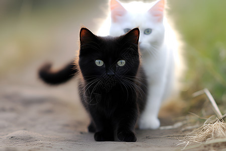 土路上的小猫咪背景图片