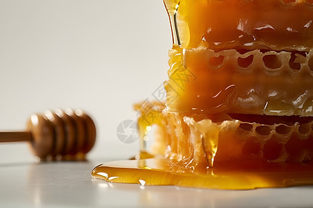 桌面上香甜的蜂蜜背景图片
