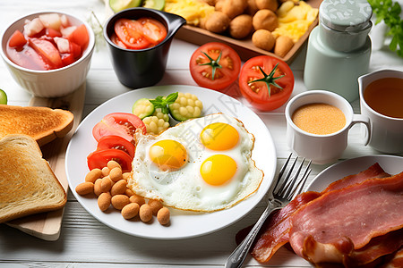 营养的煎蛋早餐高清图片