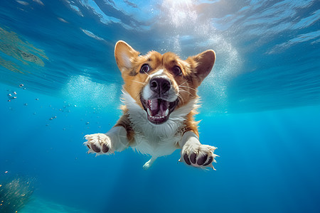 游泳池玩耍的小狗图片