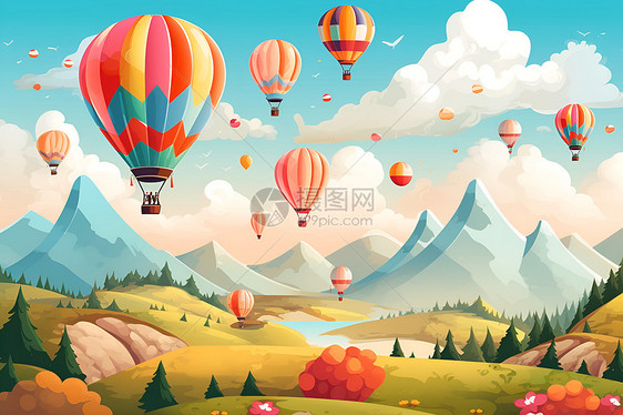 抽象的飞行热气球图片