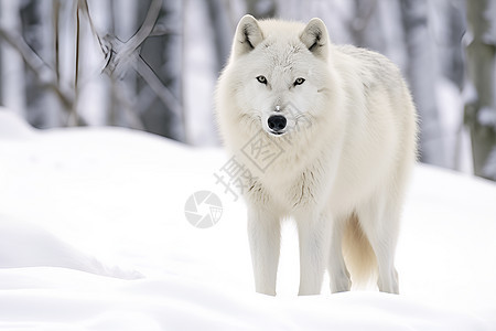 白色孤狼图片