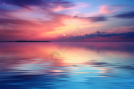 湖面上的晚霞图片