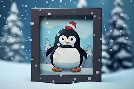 小企鹅与圣诞树图片
