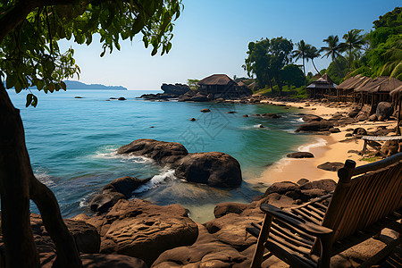 沙滩美景美丽的海边景色背景