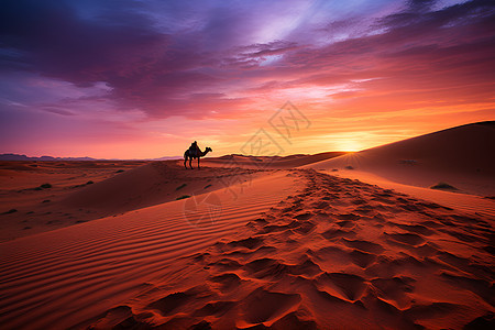沙漠中的骑骆驼者图片