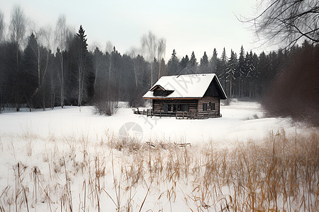 冬日乡村的雪景图片