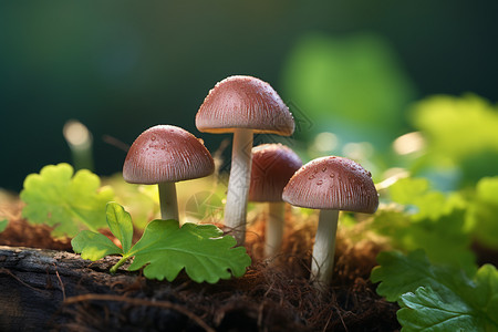 蘑菇在地面上生长图片
