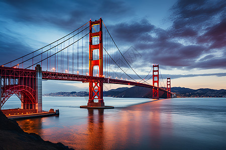 日落下的海洋大桥背景图片